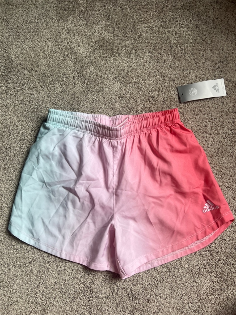 Adidas Girls Ombre Coral to Light Pink Athletic Shorts - Size 10/12